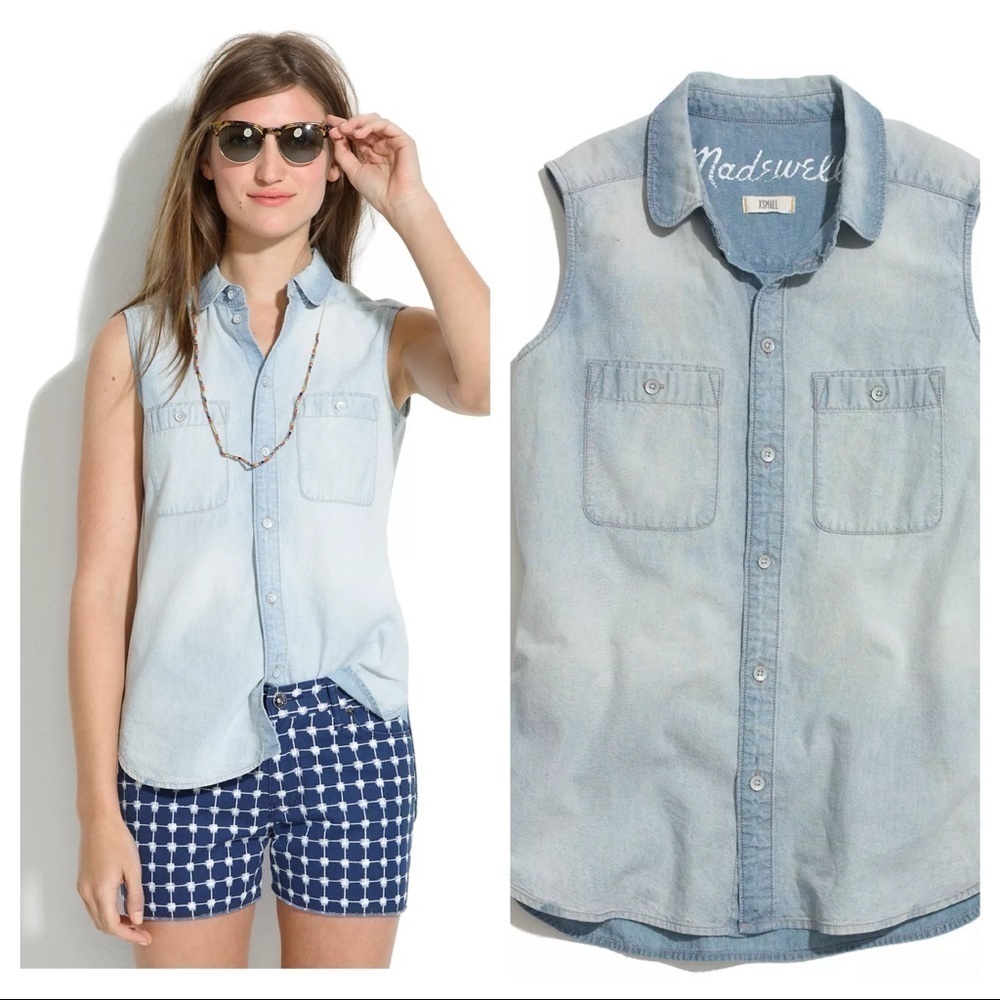Madewell Sleeveless Chambray Shirt size XS